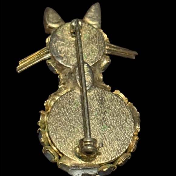 Vintage WARNER Aurora Borealis Rhinestone Cat Pin Brooch (imperfect)* - Picture 6 of 8